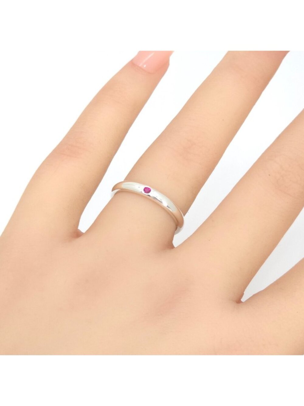 Tiffany & Co Stacking Band Ring Ruby Sterling Silver Elsa Peretti